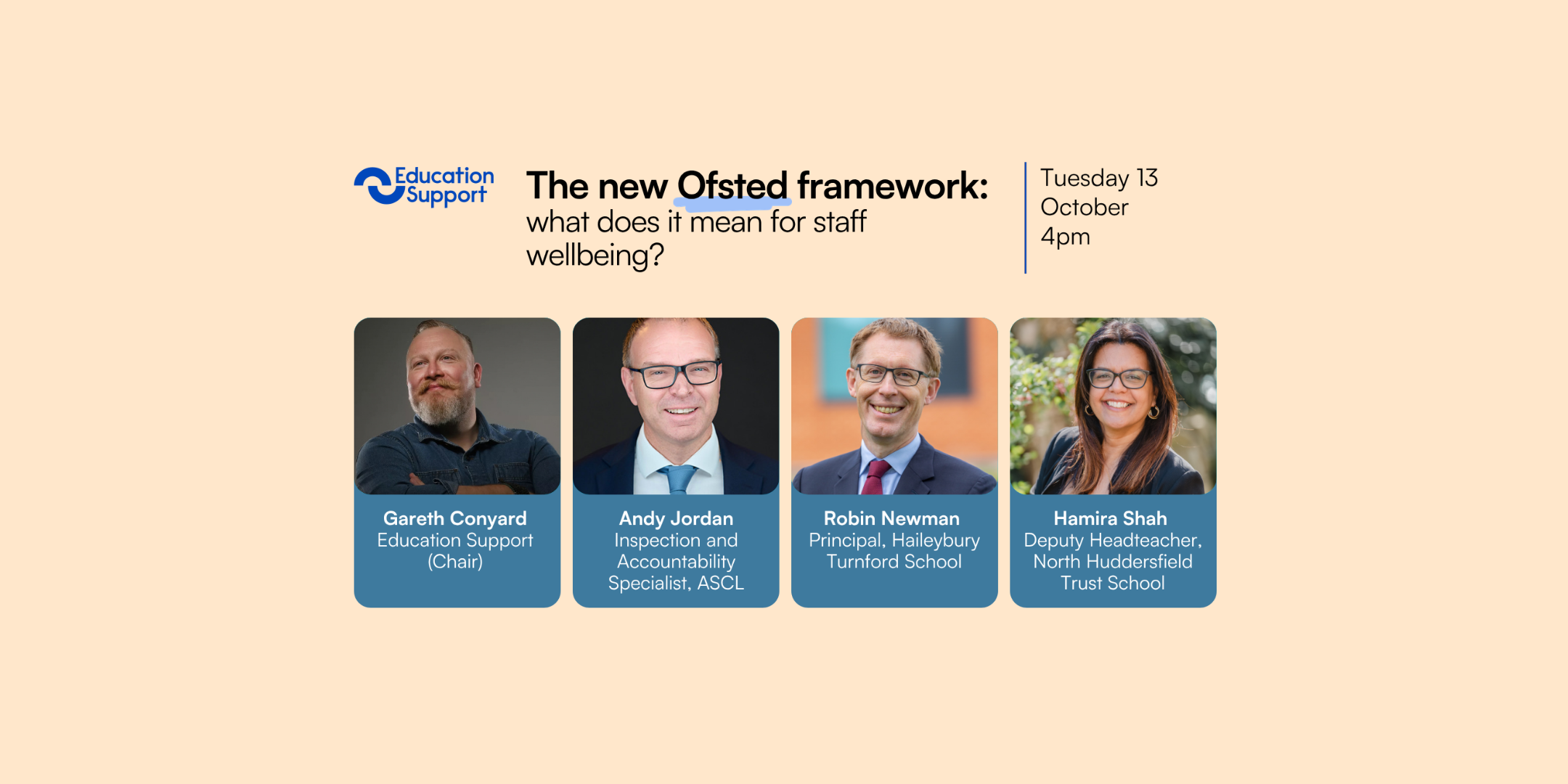 The new Ofsted framework: what does it mean for staff webinar Tuesday 13 October 2026 at 4pm